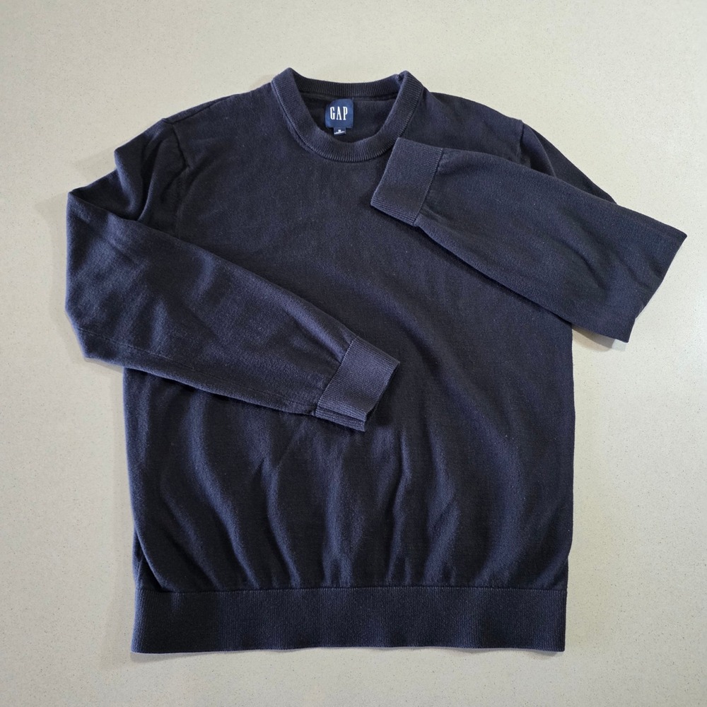 Gap Mens Crewneck Sweater Navy Blue Long Sleeve Knit Pullover Size M